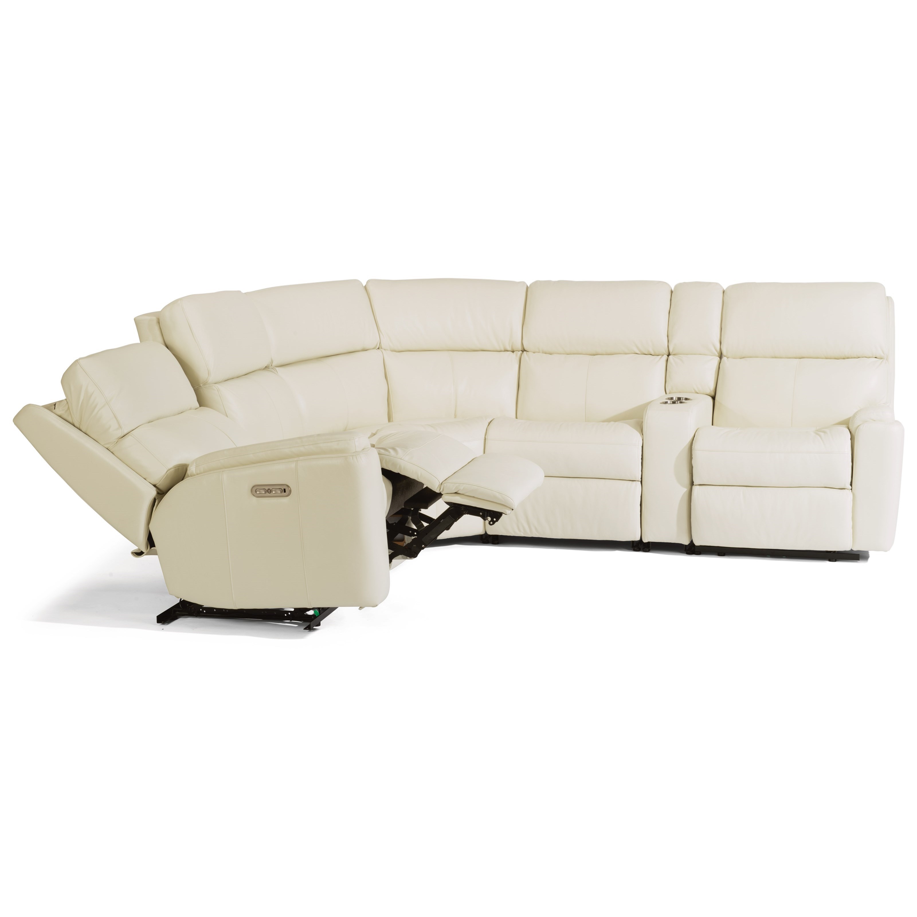 Flexsteel Rio Casual 6 Piece Manual Reclining Sectional with Cupholders